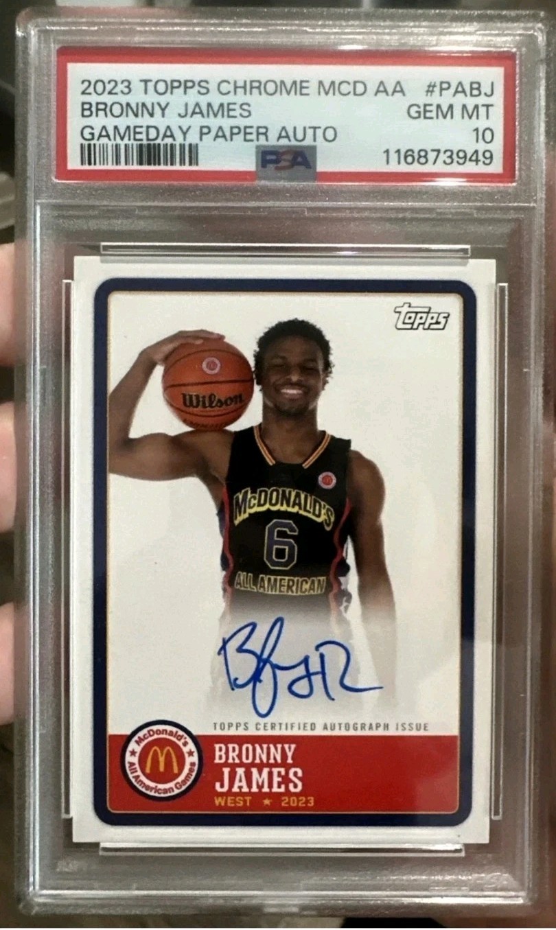 2023 TOPPS CHROME MCDONALDS  BRONNY JAMES  PAPER AUTO PSA 10 CHEAPEST ON EBAY