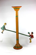 Early 1900's Gibbs Toy Co. Tin Lithographed Never Stop See Saw Teeter Totter