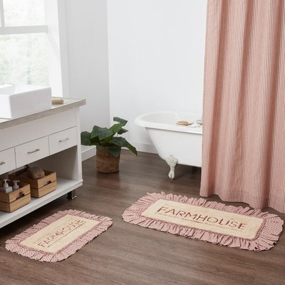 Sawyer Mill Red Creme Farmhouse Country Home Non Slip Bathmat 2 Sizes