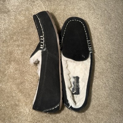 Koolaburra by UGG Suede Slippers Faux Fur Lining 6 Black Moccasins Cozy Winter