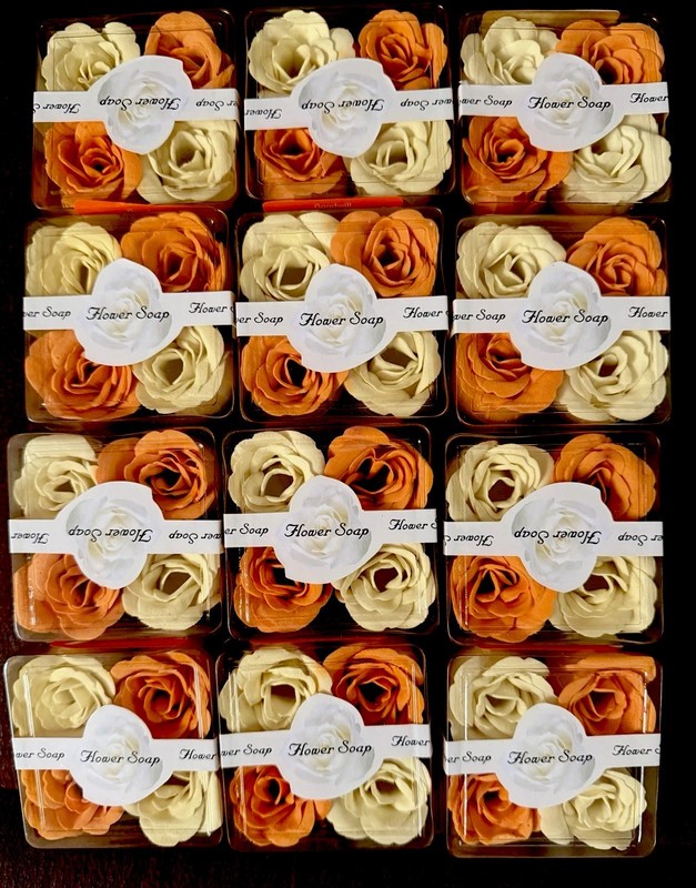 Housewarming, Shower, Party! 12 Cream & Peach Flower 4Ever Soap Gifts! Wrapped