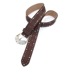 STREETS AHEAD Brown Leather Belt Sz M Southwestern Studs Turquoise Stones NWOT