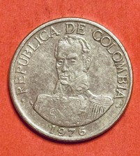 1976 Colombia  1 PESO Coin with Simon Bolivar KM#151 US SELLER #W24
