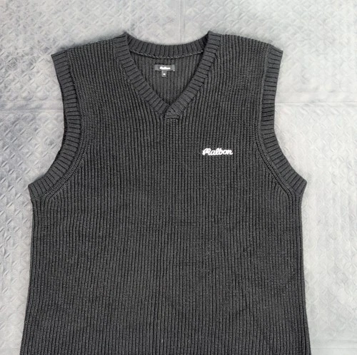 Malbon Golf Sweater Vest Knit Sleeveless Black Embroidered V Neck Men Medium image 2