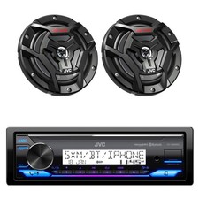 JVC Single DIN Marine Bluetooth Stereo Receiver, 2x 6.5" 150W Black Speakers