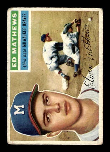 1956 Topps #107b Eddie Mathews Gray Back - FAIR