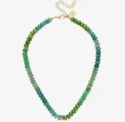 Susan Shaw 24k Gold Plated Lolly Green Jade Bead Necklace New