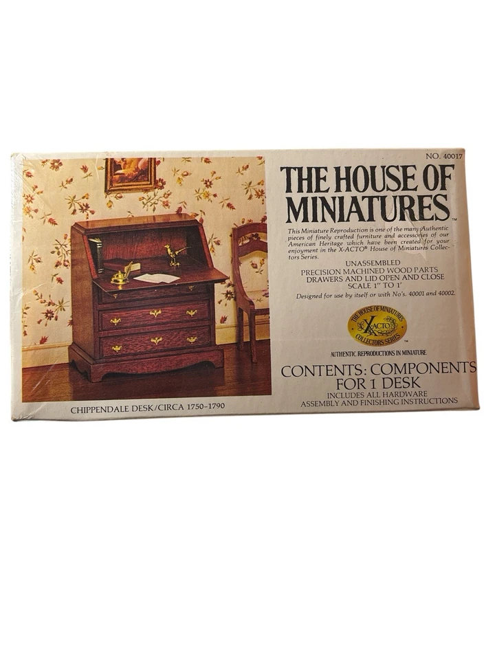 Sofá azul The House Of Miniatures Chippendale # 40017 escritorio 40007 2 sillas 40015 Foto 2 de 4