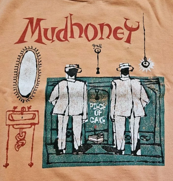 Vintage 90s Mudhoney Piece of Cake Band T Shirt XL Rare Orange 