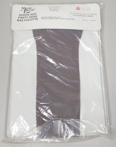 Vintage Moulin Rouge Pantyhose Grey One Size Queen 160-200 Lbs - Picture 2 of 3