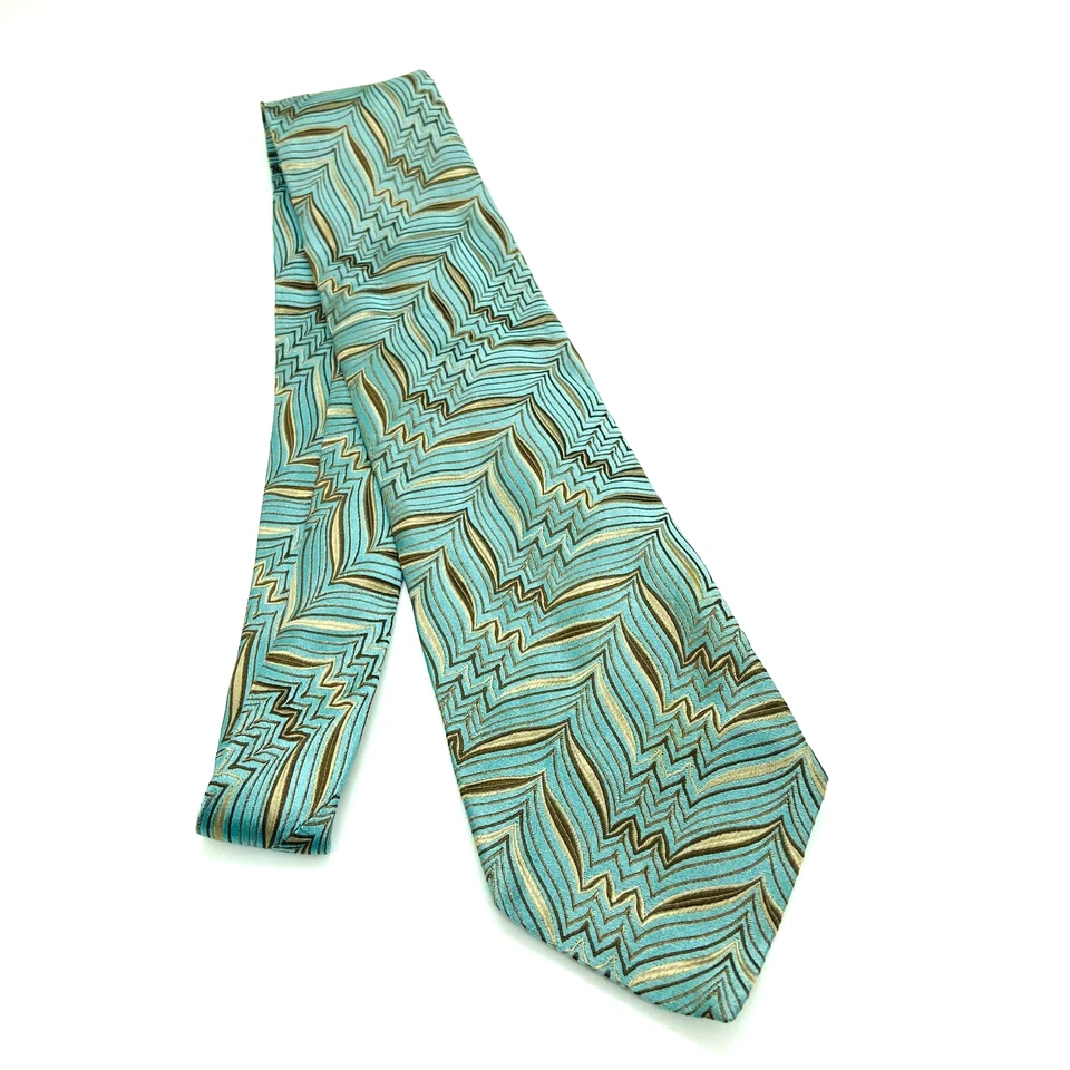 Corbata de cuello de seda para hombre Roberto Cavalli verde dorado clásico diseñador de colección Italia Foto 4 de 4
