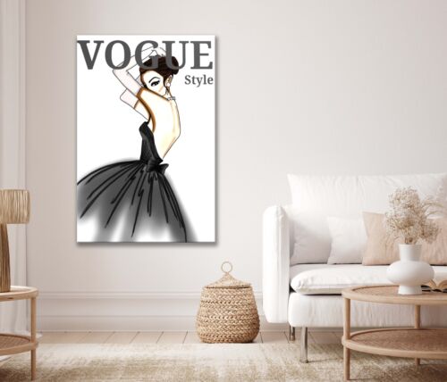 Arte de pared estilo mujer en vestido negro moda lienzo sin marco o impresión de póster - Imagen 2 de 3