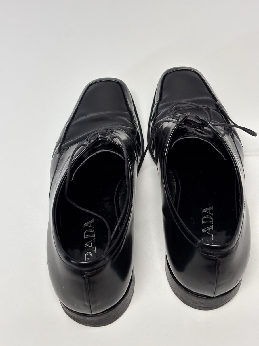 Prada Milano, 2E1598 Mens Black Leather Vero Cuoio, Oxford Dress