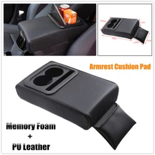 Car Armrest Cushion Heighten Pad Center Console Box Cover w/Rear Seat Cup Holder