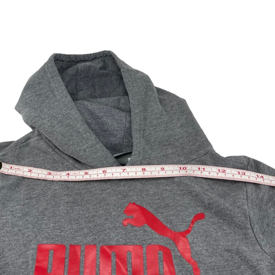 Puma Youth Medium 1012 Unisex Grey Hoodie Red Words Kids Sweat Shirt