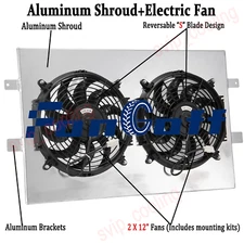 28" Aluminum Radiator Shroud&Fan Fit 99-13 Chevy Silverado/GMC Sierra 1500 2500.