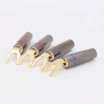 AUDIOCRAST 4 uds dorado sin soldadura conector en Y HIFI cable de altavoz zapatas de horquilla adaptador
