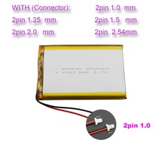 3.7V 6000mAh 22.2Wh Polymer Li Battery 906090 JST 2Pin For PDA Tablet PC GPS PSP