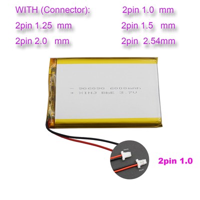 3.7V 6000mAh 22.2Wh Polymer Li Battery 906090 JST 2Pin For PDA Tablet PC GPS PSP