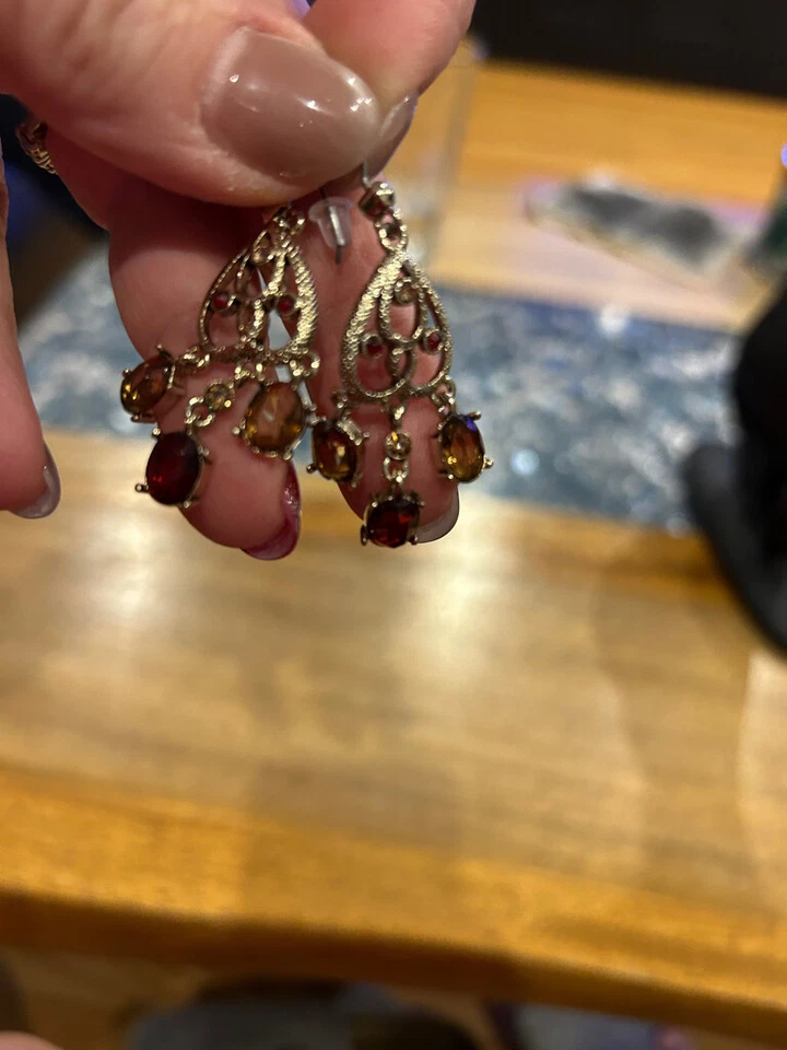 Hermosos delicados pendientes de araña colgantes con piedras semipreciosas-moda Foto 4 de 4