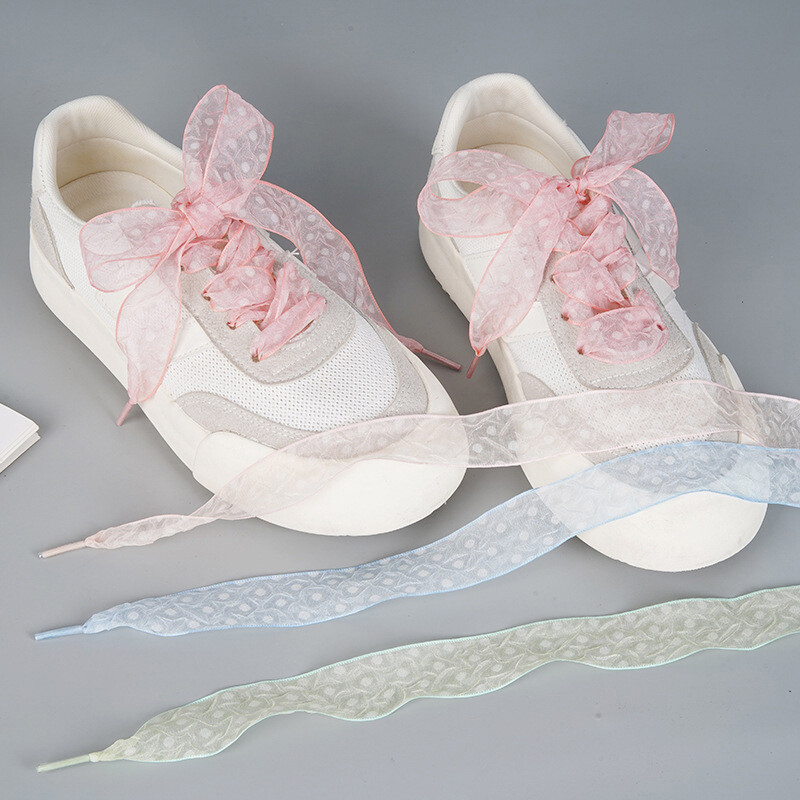 APL Lacci per scarpe in organza con volant larghezza 120 cm lacci con fiocco di tendenza per sneaker bianco casual_Q