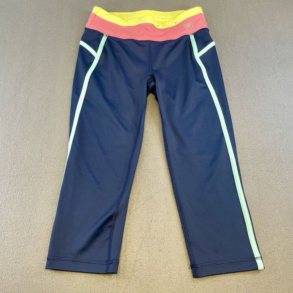 Leggings Fila Sport Capri Activewear Corsa Allenamento Bordo Neon XS