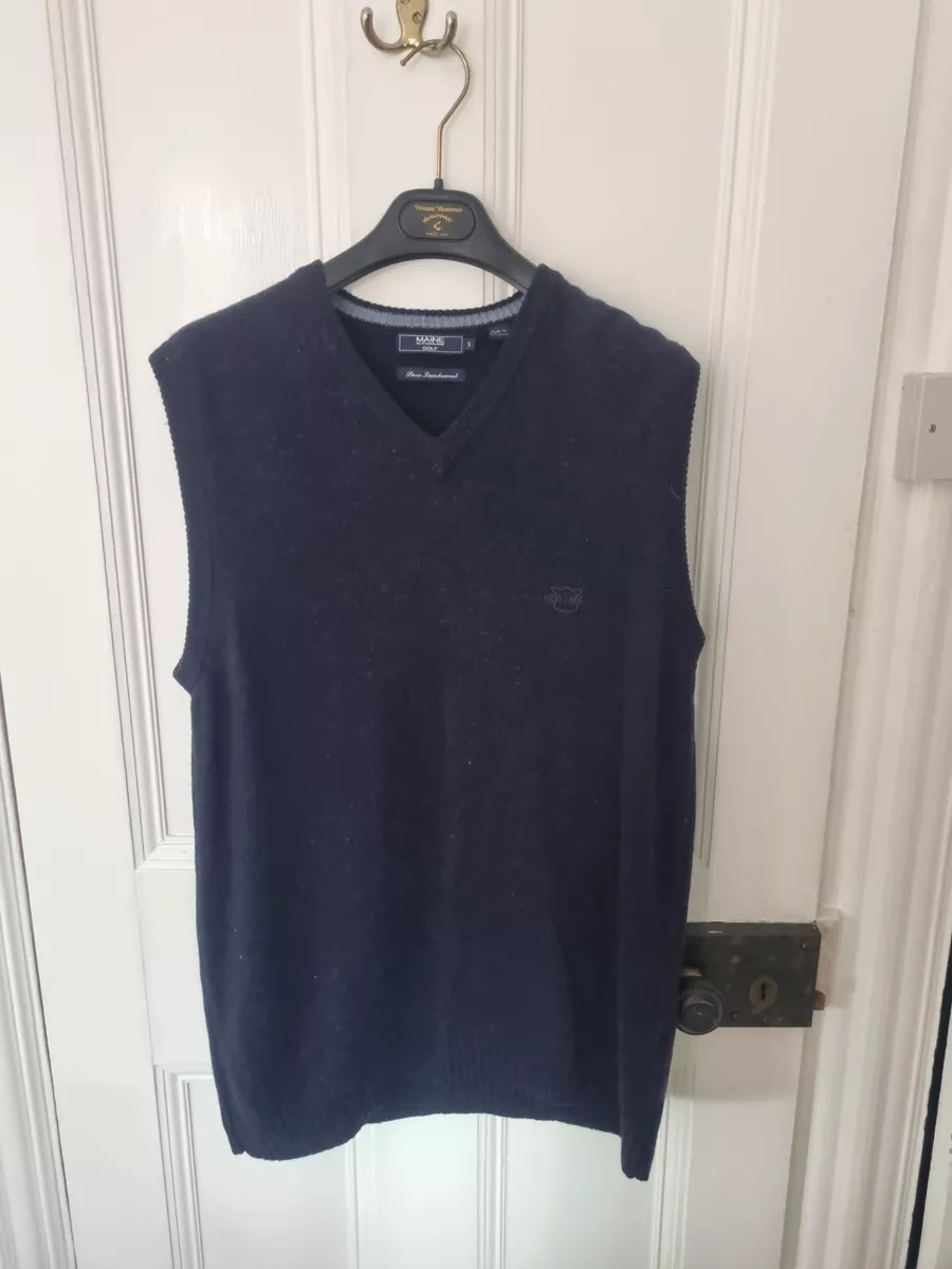 Debenhams Maine New England Sleevless Golf Jumper 100 Lambswool Size S Navy VGC