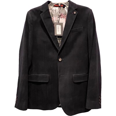 Ted Baker Blazer Men s Small Navy Velvet Check $669 2 Button 36R Wedding Prom