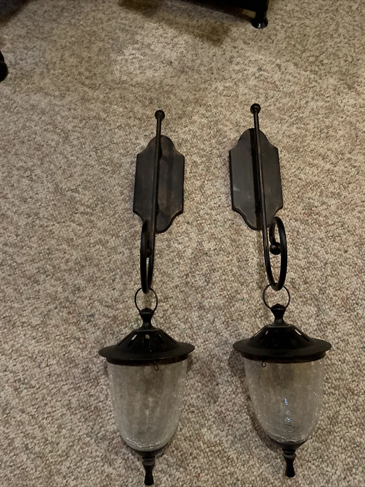 PAR de Apliques Montados en Pared de Metal Bronce Colgadores de Anillos Linternas Decoración del Hogar Foto 4 de 4