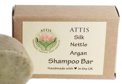 ATTIS Handmade Silk Nettle Argan Shampoo Bar | with Calcium Bentonite Clay