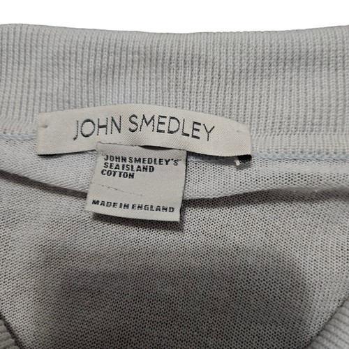 John Smedley Polo Shirt Size XL Light Blue Sea Island Cotton Grey - Picture 4 of 9