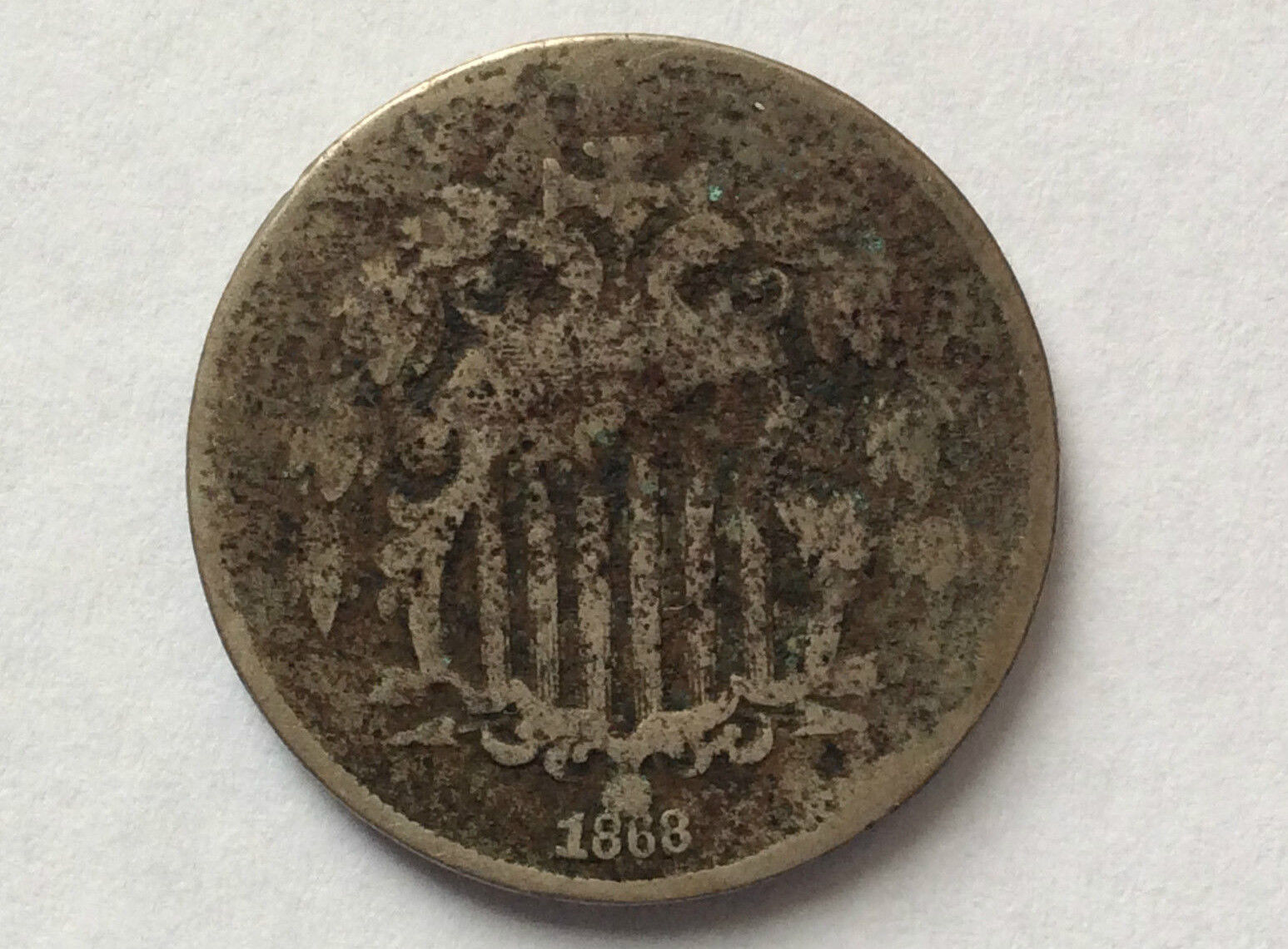 1868 Shield Nickel Great Long Beach Mall Type A3118 Coin Baltimore Mall S. U.