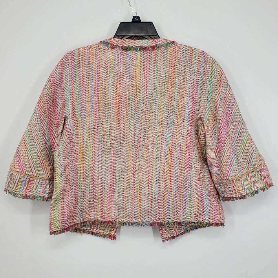 Women's Trina Turk Tweed Blazer Jacket Rainbow Confetti Silk Blend Size 6 A11 - Image 2 of 4