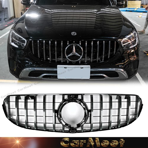 FIT 2020 2021 2022 BZ W253 X253 GLC MODELS GT TYPE CHROME BLACK FRAME GRILLE - Picture 1 of 6
