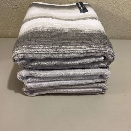 Lot Of 3 Tommy bahama Bath Towel 28”X54” Striped Gray NEW - Bild 5 von 8
