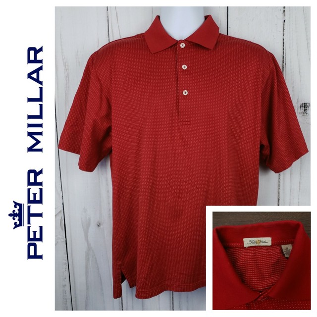 Peter Millar Red Cotton Micro Dot Golf Polo Shirt Medium size eBay
