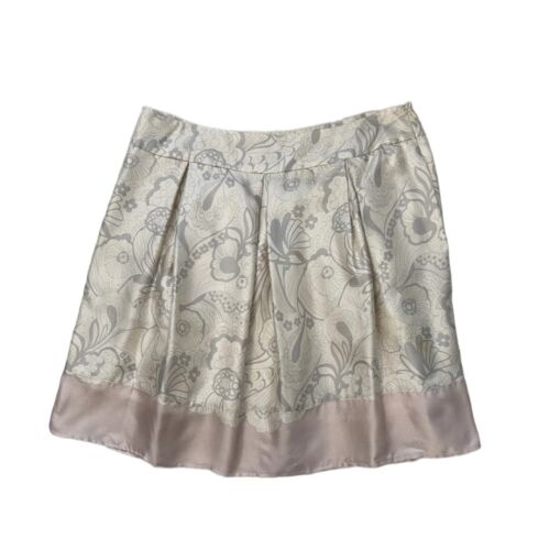 Chloe Satin Flare Skirt Printed Pockets Size 6 Cr… - image 1