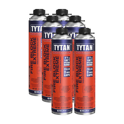 TYTAN Professional Fire Block Extreme Foam Sealant 24 oz (6 Cans)