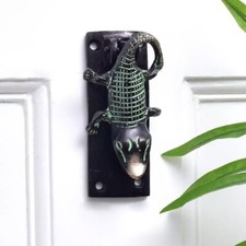 Antik-Look Messing Krokodil Gr&uuml;n Patiniert T&uuml;rklopfer T&uuml;r Klingel Wohndeko