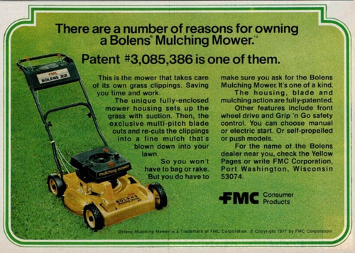 1977 Vintage Printanzeige FMC Es gibt viele Gründe, Bolens Mulchmäher zu besitzen