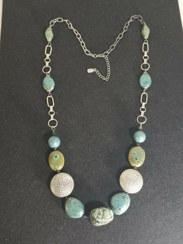 Yousi Faux Turquoise Silver Necklace 