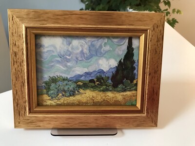 Van Gogh s A Wheatfield, with Cypresses gerahmter Druck