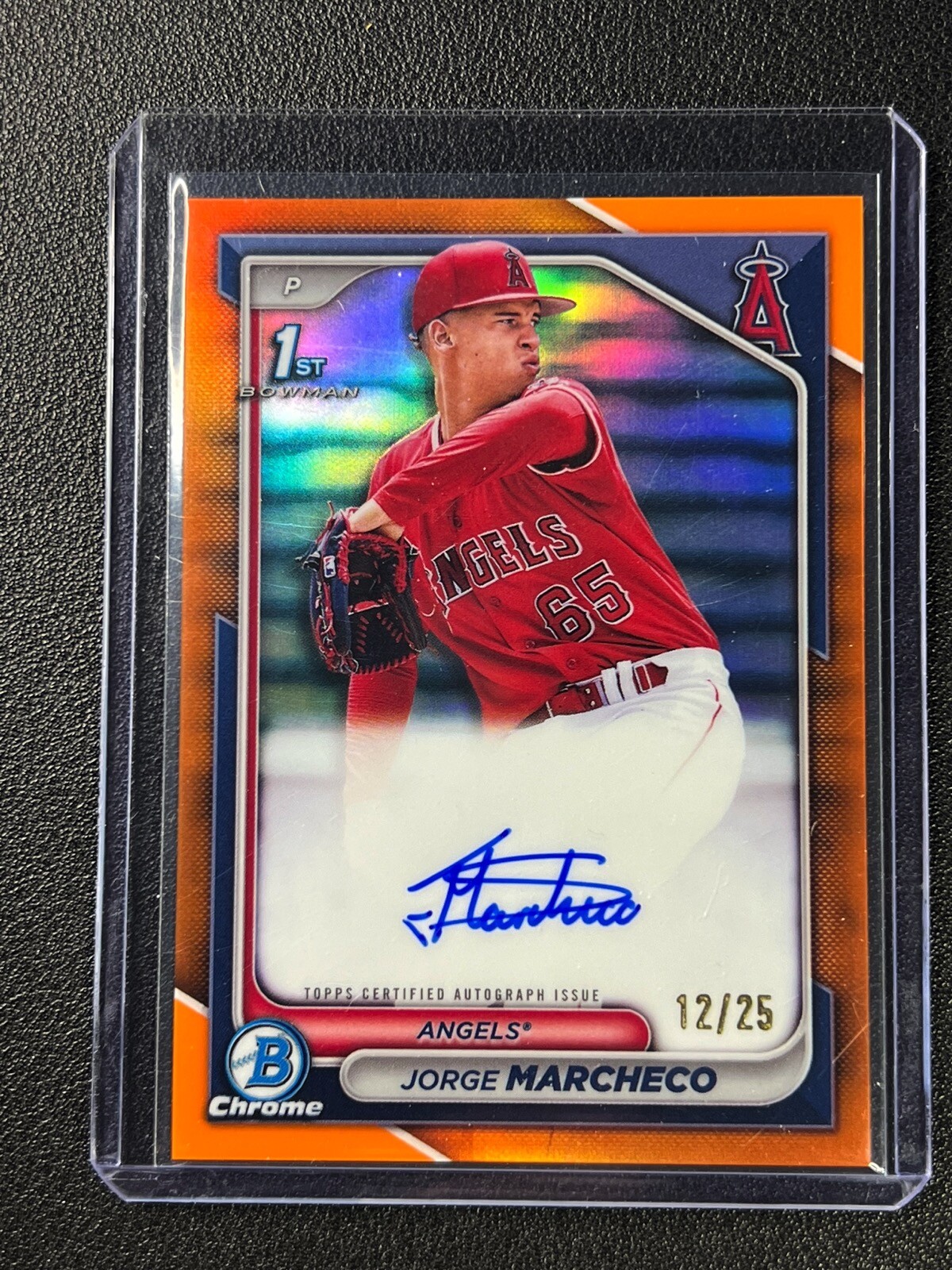 JORGE MARCHECO 2024 BOWMAN CHROME 1ST PROSPECT ORANGE REFRACTOR AUTO 12/25