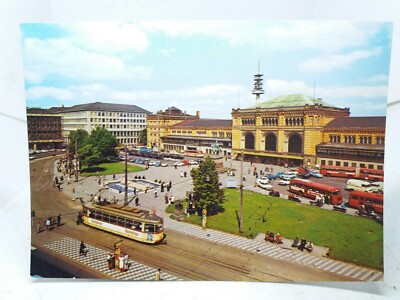 Alte Straßenbahn am Bahnhof Hannover Hauptbahnhof Germany Vintage Postkarte 70er Jahre