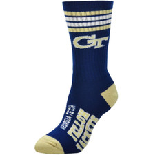 Georgia Tech Yellow Jackets Navy Gold 4 Stripe Deuce Crew Socks