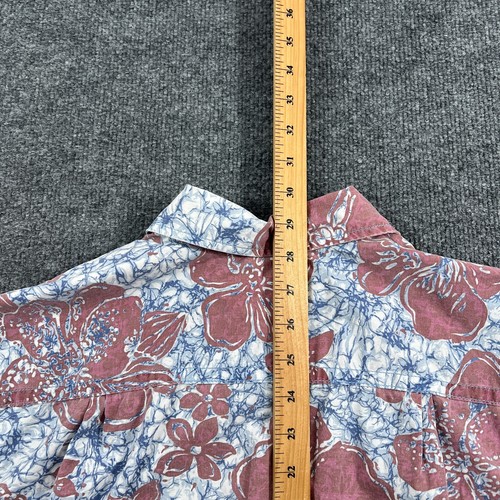 Kahala Mens Hawaiian Shirt Medium Blue Red Aloha Button Up Floral Cotton Pocket - Picture 10 of 11