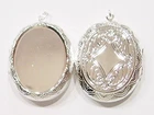 2 of 40x30 mm Silver Victorian Style Etched Locket Pendant Settings 56x40mm