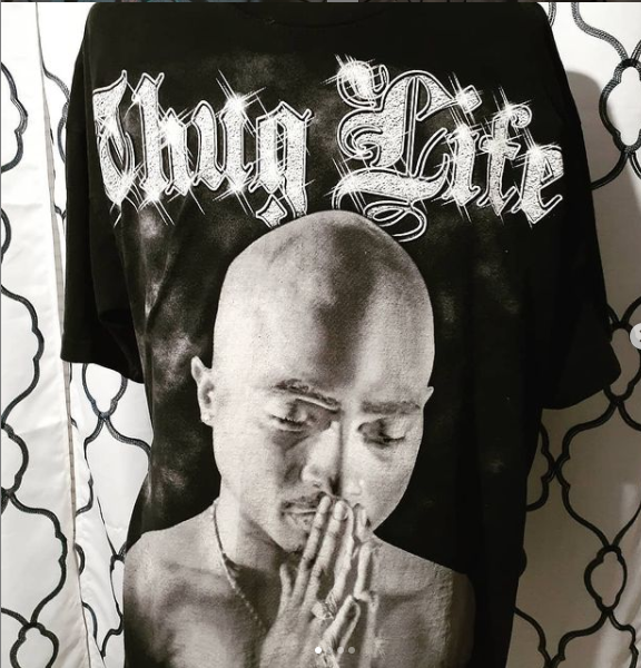 FILA Maglietta vintage Tupac Shakur Death Row Rap nera 3XL PULITA!!
