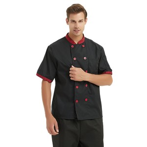 TOPTIE Short Sleeve Chef Jacket Kitchen Cook Coat Stripe Uniforms