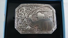 Nocona Western Mens Belt Buckle Roping Cowboy Silver 37713